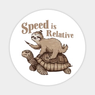 Speed is Relative Funny Vintage Sloth Riding Tortoise Magnet